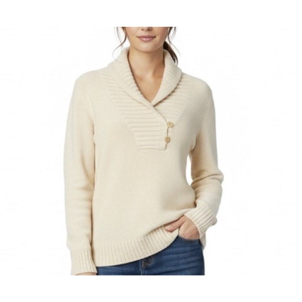 Lauren Ralph Lauren Cream Cowl Neck Sweater M Soft Cable Knit